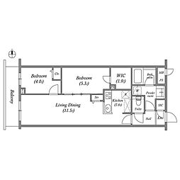 PRIMEGARDENWAKAGI 2LDKの間取図画像