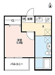 京阪本線 西三荘駅 徒歩7分の賃貸アパート 2階1Kの間取り