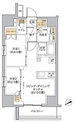 リビオメゾン新宿ウエスト 4階2LDKの間取り