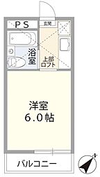 レジデンスＡＴＴ立川 2階ワンルームの間取り