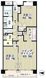 レジデンスシャルマン林試の森 2LDKの間取図画像