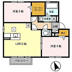 ヴィボヌール 2LDKの間取図画像