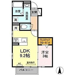 プリムローズII 1階1LDKの間取り