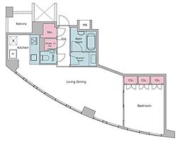 レジディアタワー乃木坂 1LDKの間取図画像