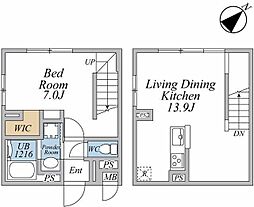 リーガランド武蔵小山アネックス 4階1LDKの間取り
