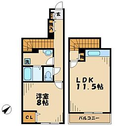 パーク　ウエスト 1階1LDKの間取り