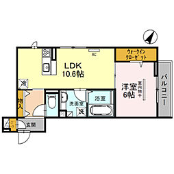 ソシア 1LDKの間取図画像