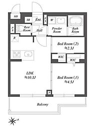 ブランシエスタ用賀 3階2LDKの間取り