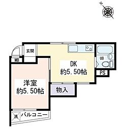 メゾンK 1DKの間取図画像