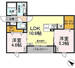 セレスティア江北II 2LDKの間取図画像