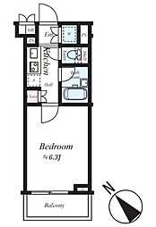 ルーブル桜台 3階1Kの間取り