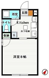 ハイツ西山 1Kの間取図画像