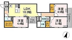 セレスティア西瑞江 2階3LDKの間取り