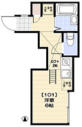 プラティーク南蒲田 1階ワンルームの間取り