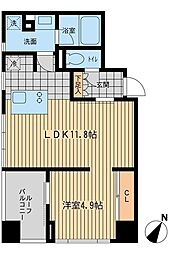 都営大江戸線 勝どき駅 徒歩1分の賃貸マンション 7階1LDKの間取り
