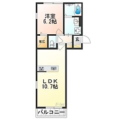 エスポワールブリイエ2 1LDKの間取図画像