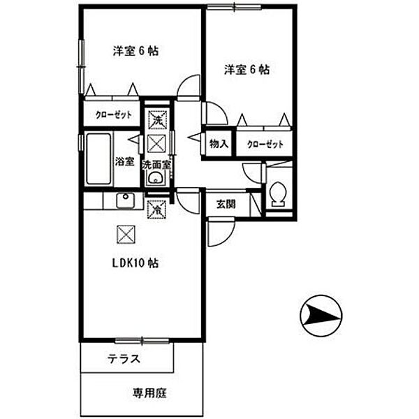 和歌山県和歌山市田尻(賃貸アパート2LDK・1階・54.73㎡)の写真 その2