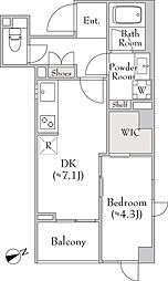 ミリアレジデンス白金台 3階1DKの間取り