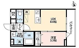 リーブルファイン浦和瀬ケ崎 1LDKの間取図画像