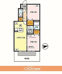 カーサ・ステラ西浜 2LDKの間取図画像