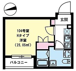 スマートVILLA旗の台3 1Kの間取図画像