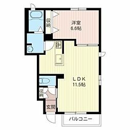 シャーメゾンpark-N 1階1LDKの間取り