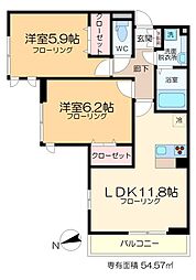 エルサンテ 2LDKの間取図画像