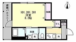 ベイルーム矢向リベルテ 1Kの間取図画像