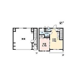 JR青梅線 河辺駅 徒歩16分の賃貸アパート 1階1LDKの間取り