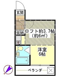 ピッコロA-No.1 ワンルームの間取図画像