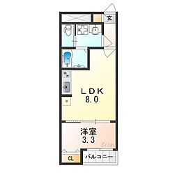 大阪市住吉区清水丘2丁目アパート 1LDKの間取図画像