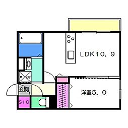 ボヌールコート 1LDKの間取図画像