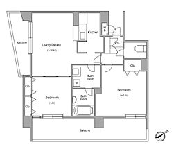 ヴォアラクテ西早稲田 4階2LDKの間取り