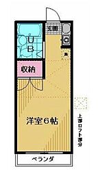 グリーンハイム稲城 1階ワンルームの間取り