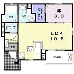 ジュネスアウラ 1LDKの間取図画像