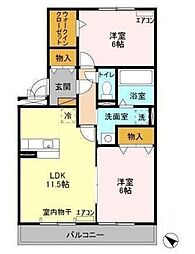 グランドソレイユA 2LDKの間取図画像