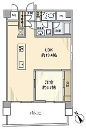 エルアルカサル武蔵小山 1LDKの間取図画像