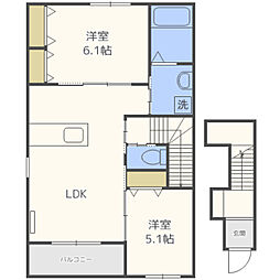 アジャート 2LDKの間取図画像
