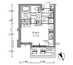 パークアクシス浅草橋 10階ワンルームの間取り