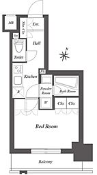 ミュージシャンズヴィラ幡ヶ谷 6階1Kの間取り