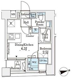 レジデンス文京春日 1DKの間取図画像