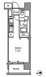 パークアクシス亀戸中央公園 13階ワンルームの間取り