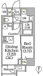 ボアビスタ上野御徒町 1DKの間取図画像