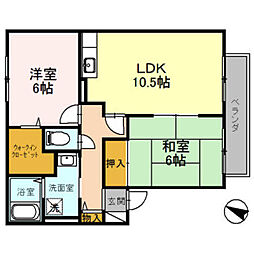 セジュールカヘイ西棟 2LDKの間取図画像