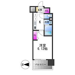 Luxe布施北3 1Kの間取図画像