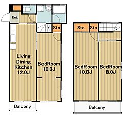 江上マンション 3LDKの間取図画像