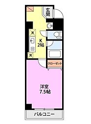 パンウエストリート 1Kの間取図画像