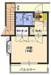 カーサ・エクセル 2階1Kの間取り