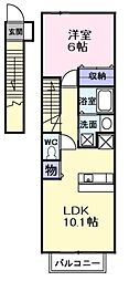 サニーハウス・誠 1LDKの間取図画像