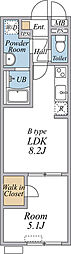 リブリ・アーバンクレスト 1LDKの間取図画像